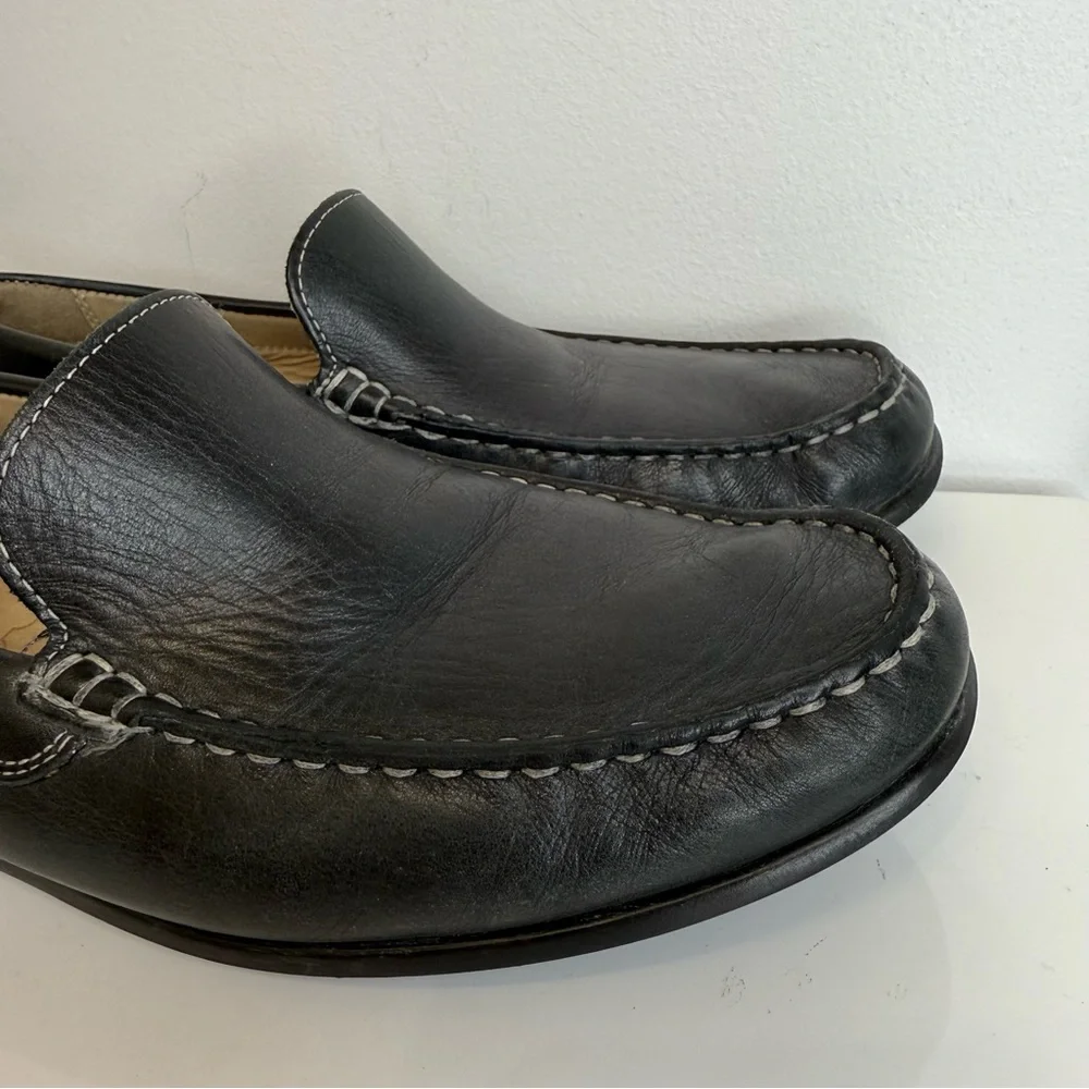 Ecco Black Leather Classic Moc Toe Leather Loafer Shoe Slip On Men Size 42 US 8